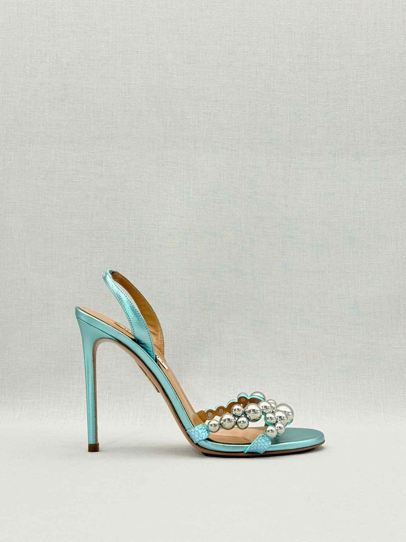 Pre - loved AQUAZZURA Bubbles Aqua Size EU 38 Slingbacks at Reems Closet