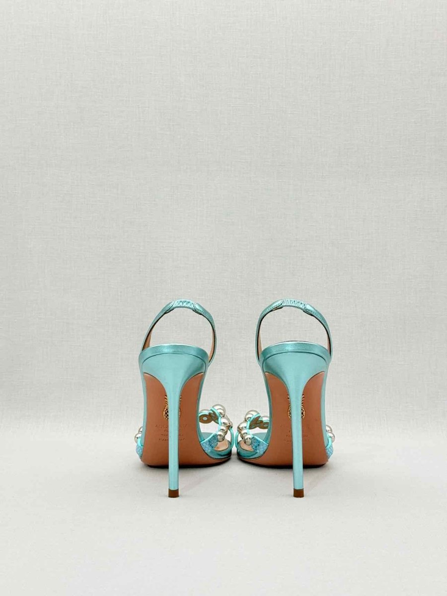 Pre - loved AQUAZZURA Bubbles Aqua Size EU 38 Slingbacks at Reems Closet