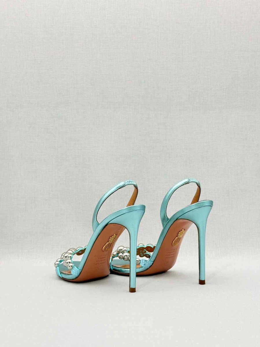 Pre - loved AQUAZZURA Bubbles Aqua Size EU 38 Slingbacks at Reems Closet