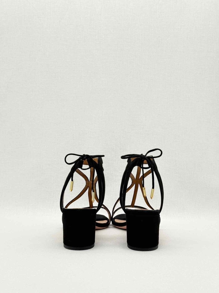 Pre-loved AQUAZZURA Fiji Black Size EU 39.5 Heeled Sandals at Reems Closet