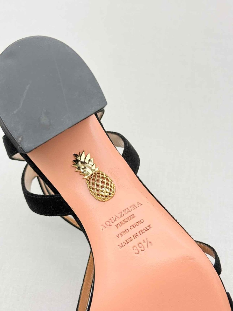 Pre-loved AQUAZZURA Fiji Black Size EU 39.5 Heeled Sandals at Reems Closet