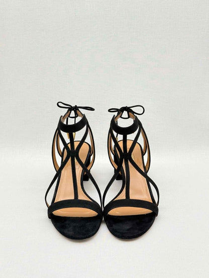 Pre-loved AQUAZZURA Fiji Black Size EU 39.5 Heeled Sandals at Reems Closet
