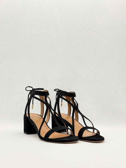 Pre-loved AQUAZZURA Fiji Black Size EU 39.5 Heeled Sandals at Reems Closet