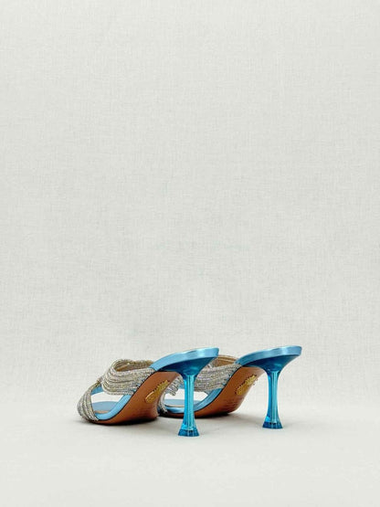 Pre - loved AQUAZZURA Gatsby Silver Size EU 35.5 Mules at Reems Closet