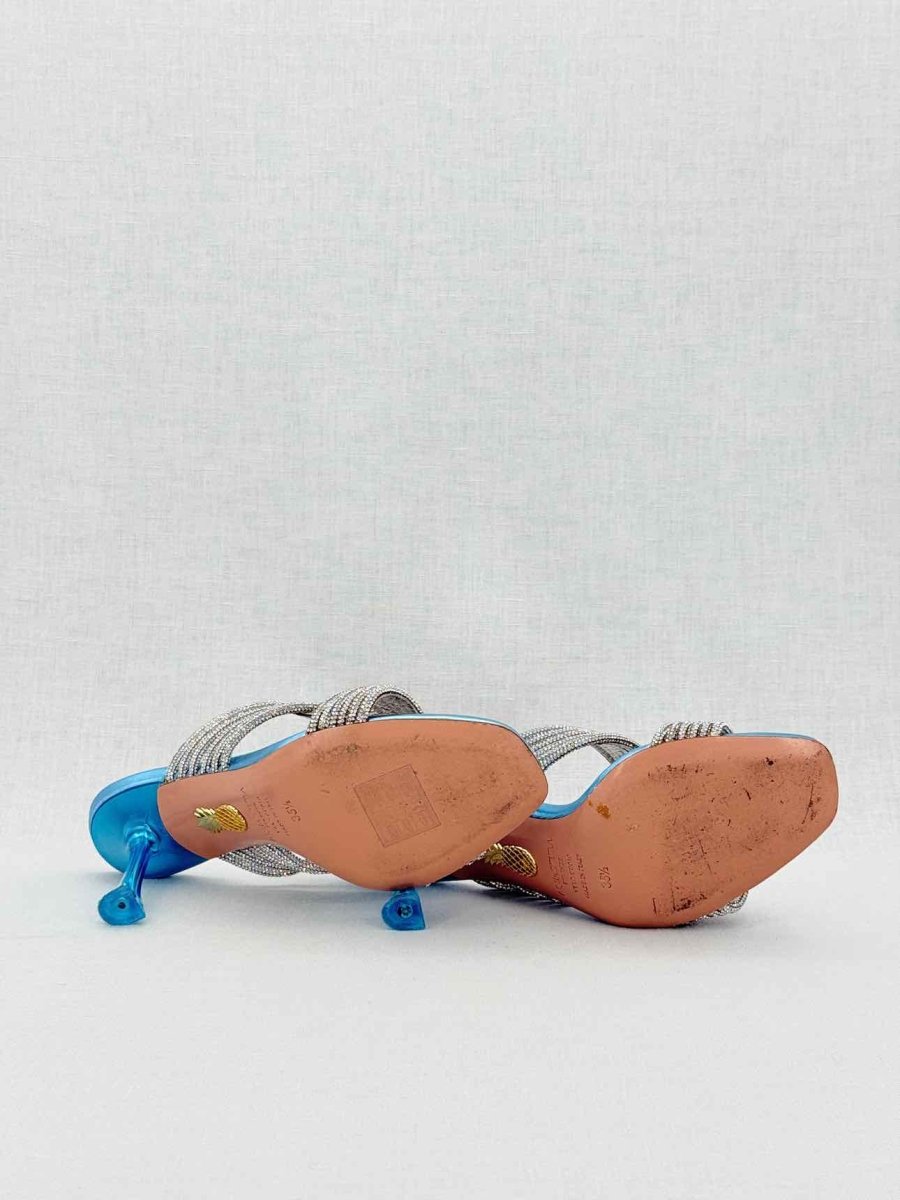 Pre - loved AQUAZZURA Gatsby Silver Size EU 35.5 Mules at Reems Closet