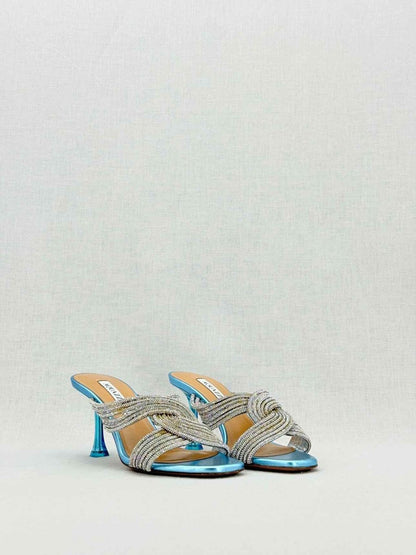 Pre - loved AQUAZZURA Gatsby Silver Size EU 35.5 Mules at Reems Closet