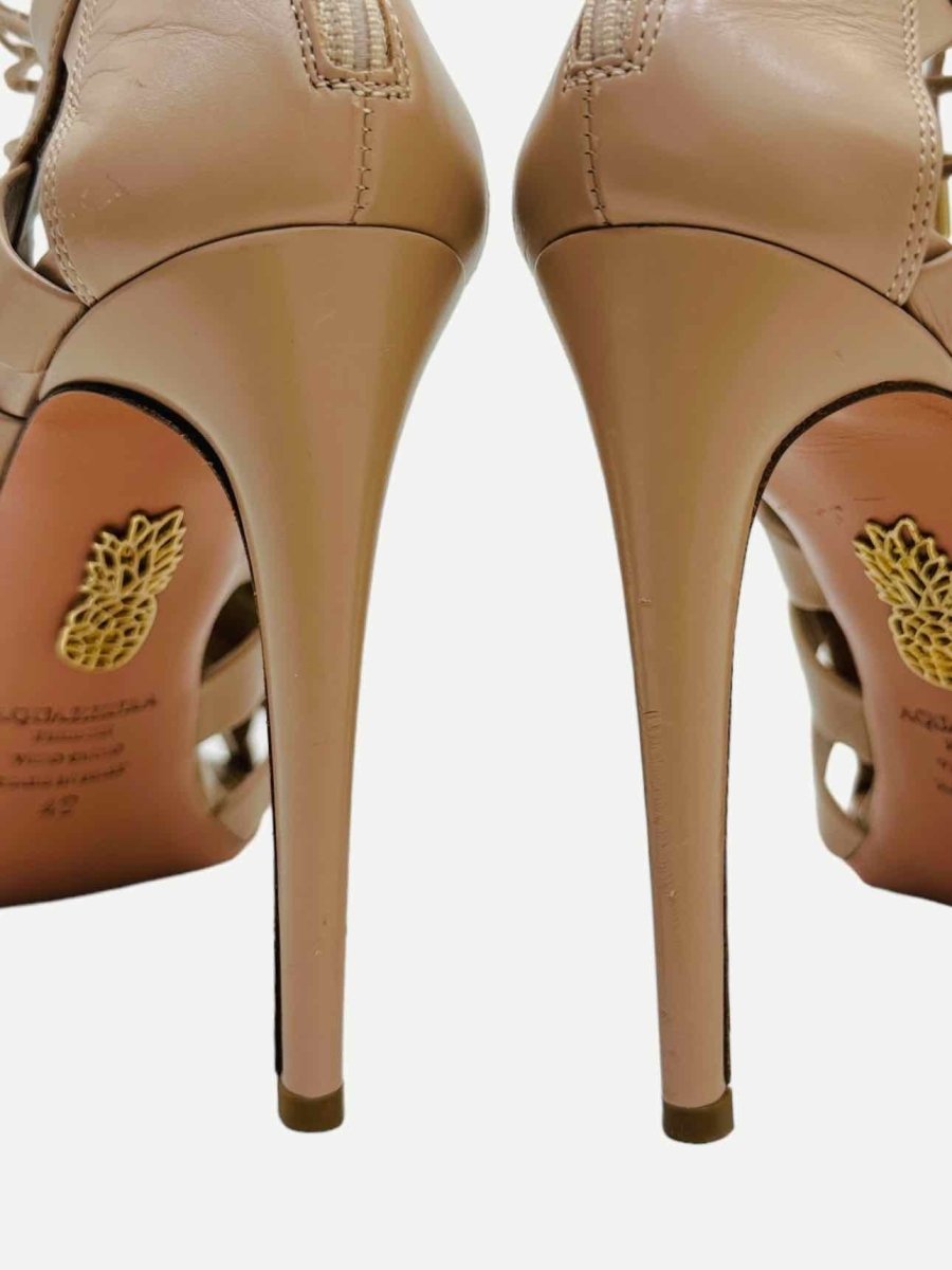 Pre - loved AQUAZZURA Gladiator Beige Heeled Sandals at Reems Closet