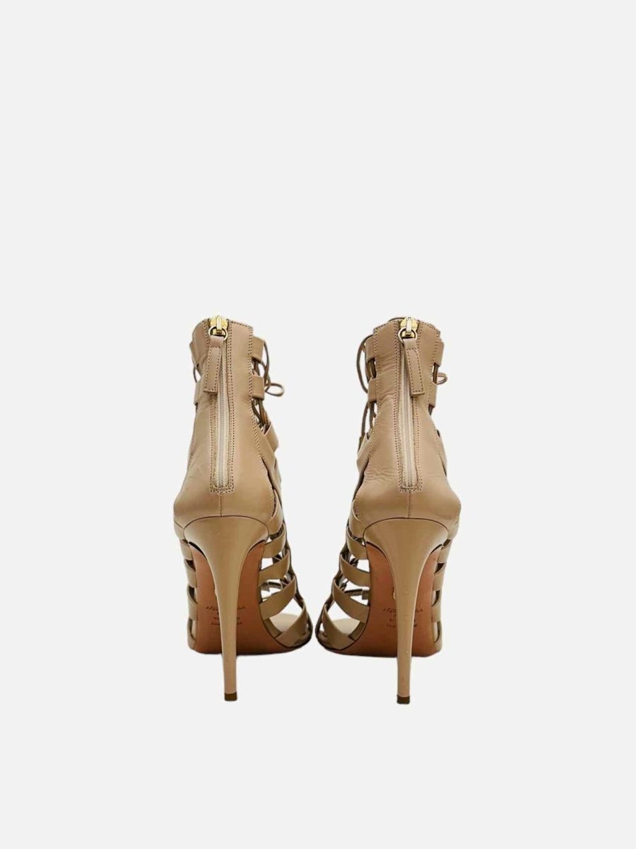 Pre - loved AQUAZZURA Gladiator Beige Heeled Sandals at Reems Closet