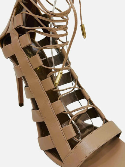 Pre - loved AQUAZZURA Gladiator Beige Heeled Sandals at Reems Closet