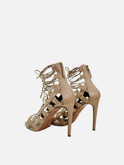 Pre - loved AQUAZZURA Gladiator Beige Heeled Sandals at Reems Closet