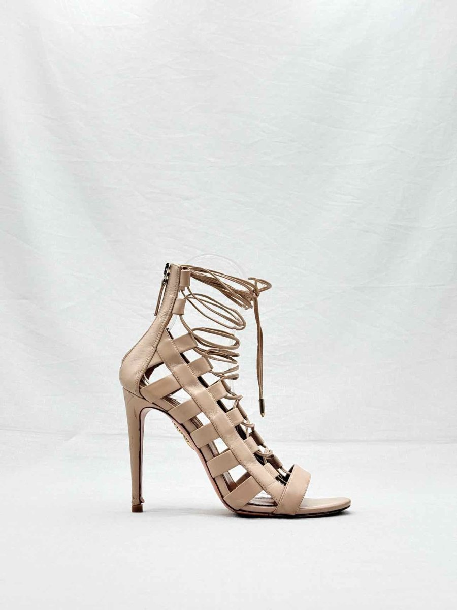 Pre - loved AQUAZZURA Gladiator Beige Size EU 38.5 Heeled Sandals at Reems Closet