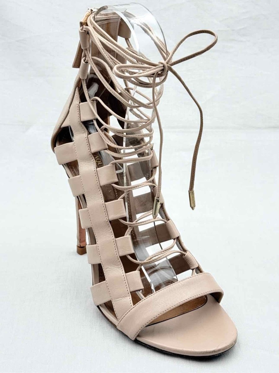 Pre - loved AQUAZZURA Gladiator Beige Size EU 38.5 Heeled Sandals at Reems Closet