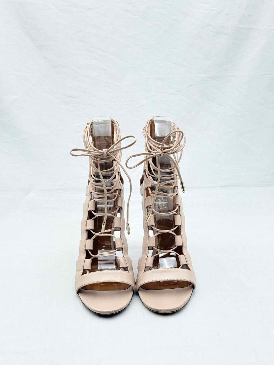 Pre - loved AQUAZZURA Gladiator Beige Size EU 38.5 Heeled Sandals at Reems Closet