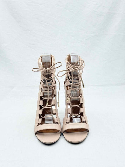 Pre - loved AQUAZZURA Gladiator Beige Size EU 38.5 Heeled Sandals at Reems Closet