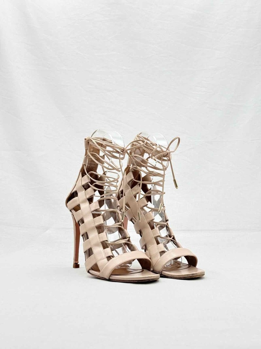 Pre - loved AQUAZZURA Gladiator Beige Size EU 38.5 Heeled Sandals at Reems Closet