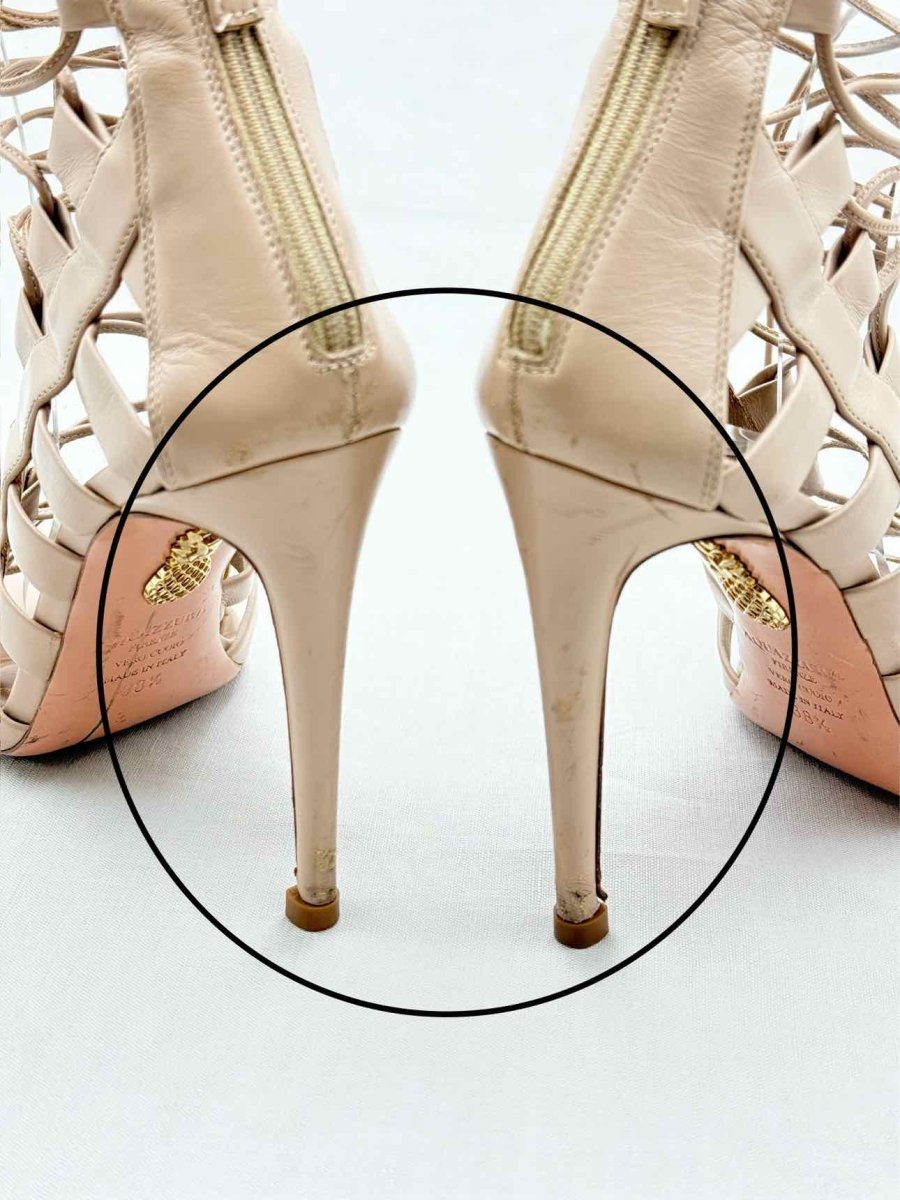 Pre - loved AQUAZZURA Gladiator Beige Size EU 38.5 Heeled Sandals at Reems Closet