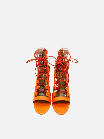 Pre-loved AQUAZZURA Gladiator Orange Heeled Sandals from Reems Closet