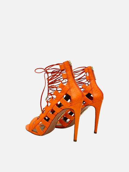 Pre-loved AQUAZZURA Gladiator Orange Heeled Sandals from Reems Closet