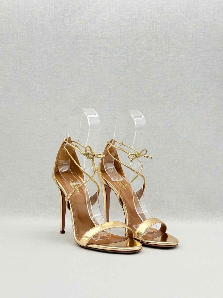 Pre-loved AQUAZZURA Gold Metallic Size EU 38.5 Heeled Sandals at Reems Closet