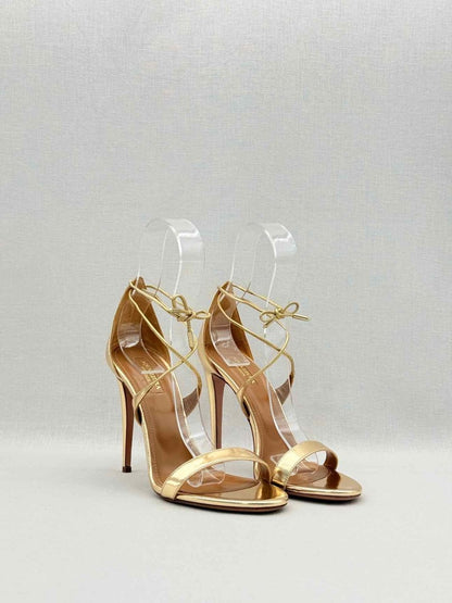 Pre-loved AQUAZZURA Gold Metallic Size EU 38.5 Heeled Sandals at Reems Closet
