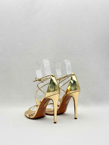 Pre-loved AQUAZZURA Gold Metallic Size EU 38.5 Heeled Sandals at Reems Closet