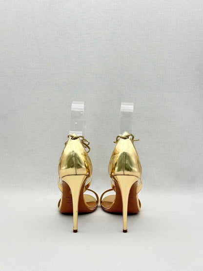 Pre-loved AQUAZZURA Gold Metallic Size EU 38.5 Heeled Sandals at Reems Closet