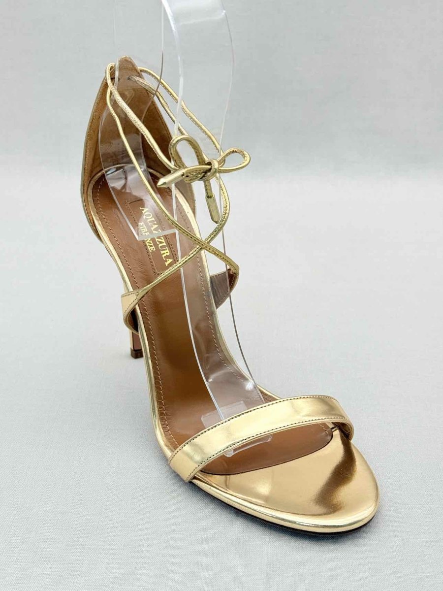 Pre-loved AQUAZZURA Gold Metallic Size EU 38.5 Heeled Sandals at Reems Closet