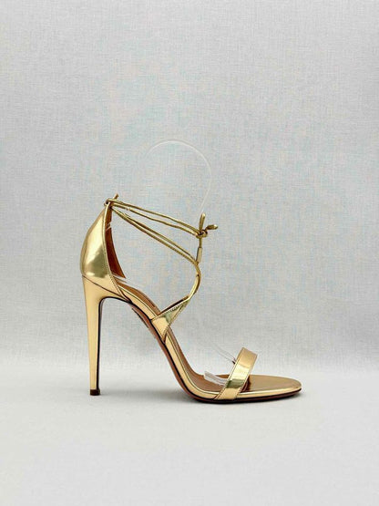 Pre-loved AQUAZZURA Gold Metallic Size EU 38.5 Heeled Sandals at Reems Closet