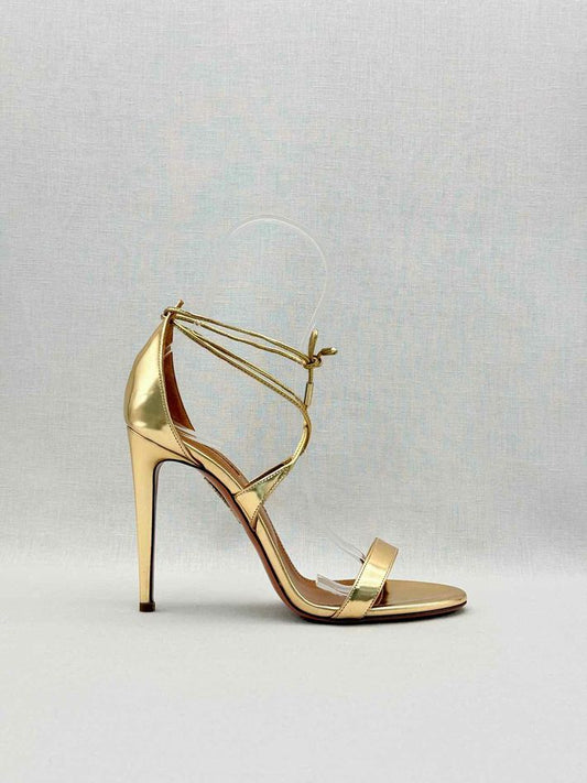 Pre-loved AQUAZZURA Gold Metallic Size EU 38.5 Heeled Sandals at Reems Closet