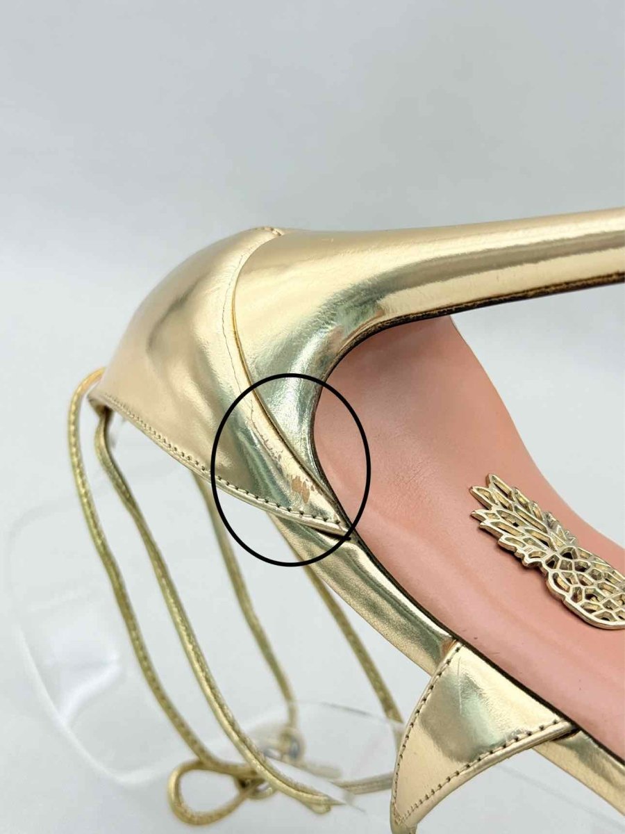 Pre-loved AQUAZZURA Gold Metallic Size EU 38.5 Heeled Sandals at Reems Closet