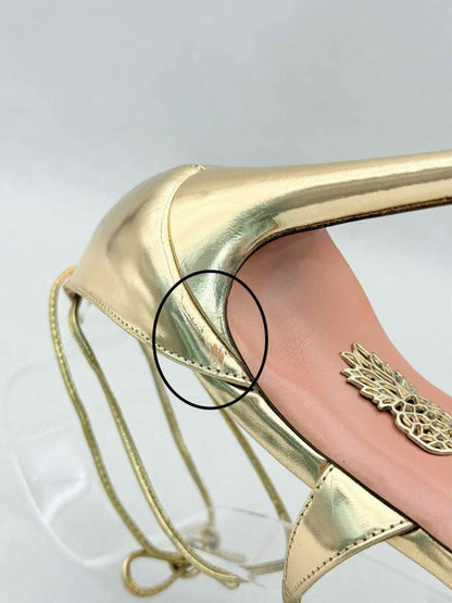 Pre-loved AQUAZZURA Gold Metallic Size EU 38.5 Heeled Sandals at Reems Closet