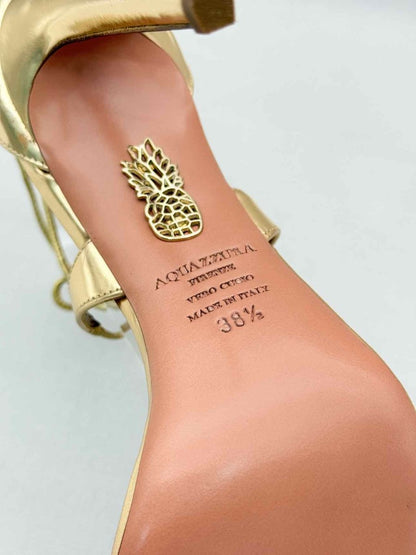 Pre-loved AQUAZZURA Gold Metallic Size EU 38.5 Heeled Sandals at Reems Closet