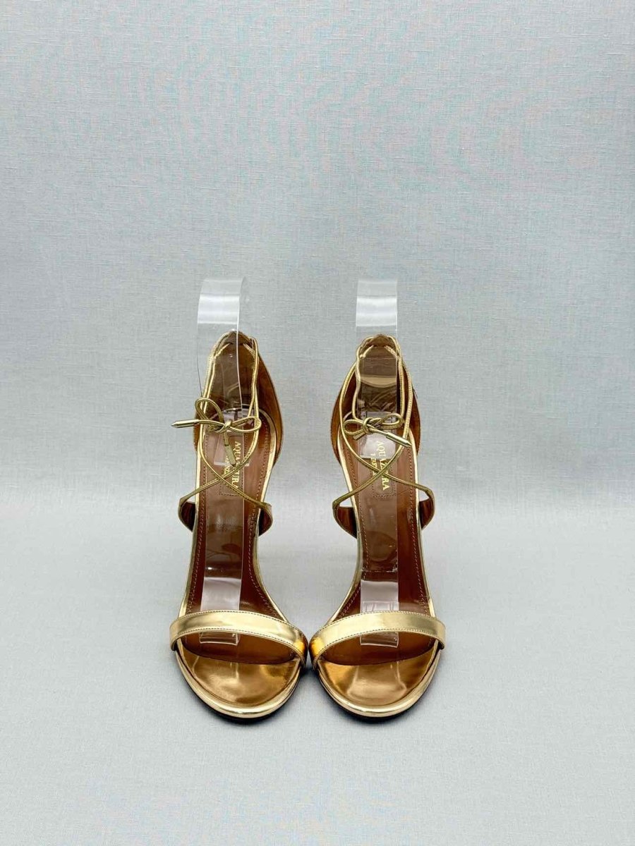 Pre-loved AQUAZZURA Gold Metallic Size EU 38.5 Heeled Sandals at Reems Closet