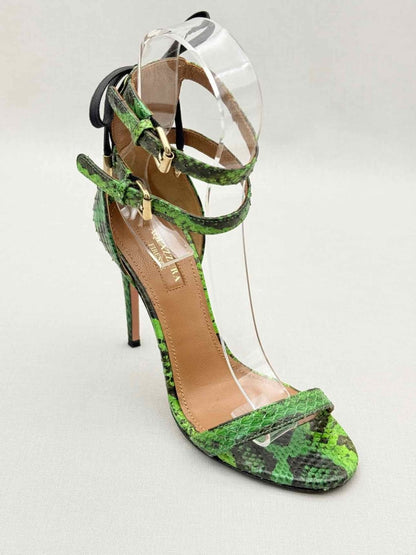 Pre-loved AQUAZZURA Green & Black Size EU 35 Heeled Sandals at Reems Closet