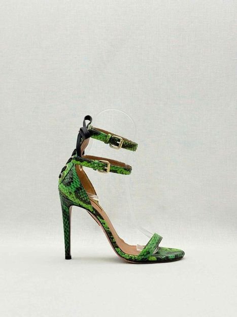 Pre-loved AQUAZZURA Green & Black Size EU 35 Heeled Sandals at Reems Closet