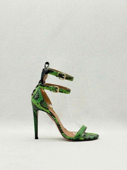 Pre-loved AQUAZZURA Green & Black Size EU 35 Heeled Sandals at Reems Closet
