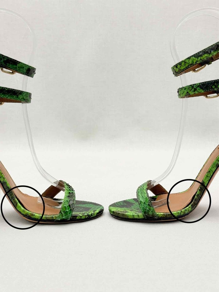 Pre-loved AQUAZZURA Green & Black Size EU 35 Heeled Sandals at Reems Closet