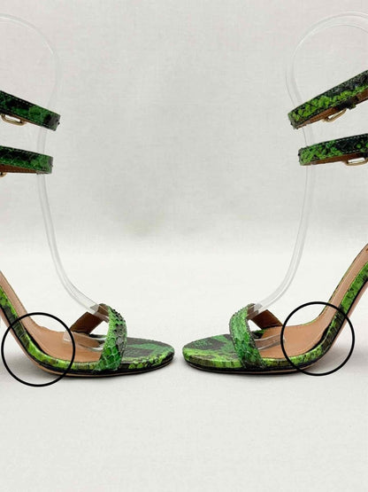 Pre-loved AQUAZZURA Green & Black Size EU 35 Heeled Sandals at Reems Closet