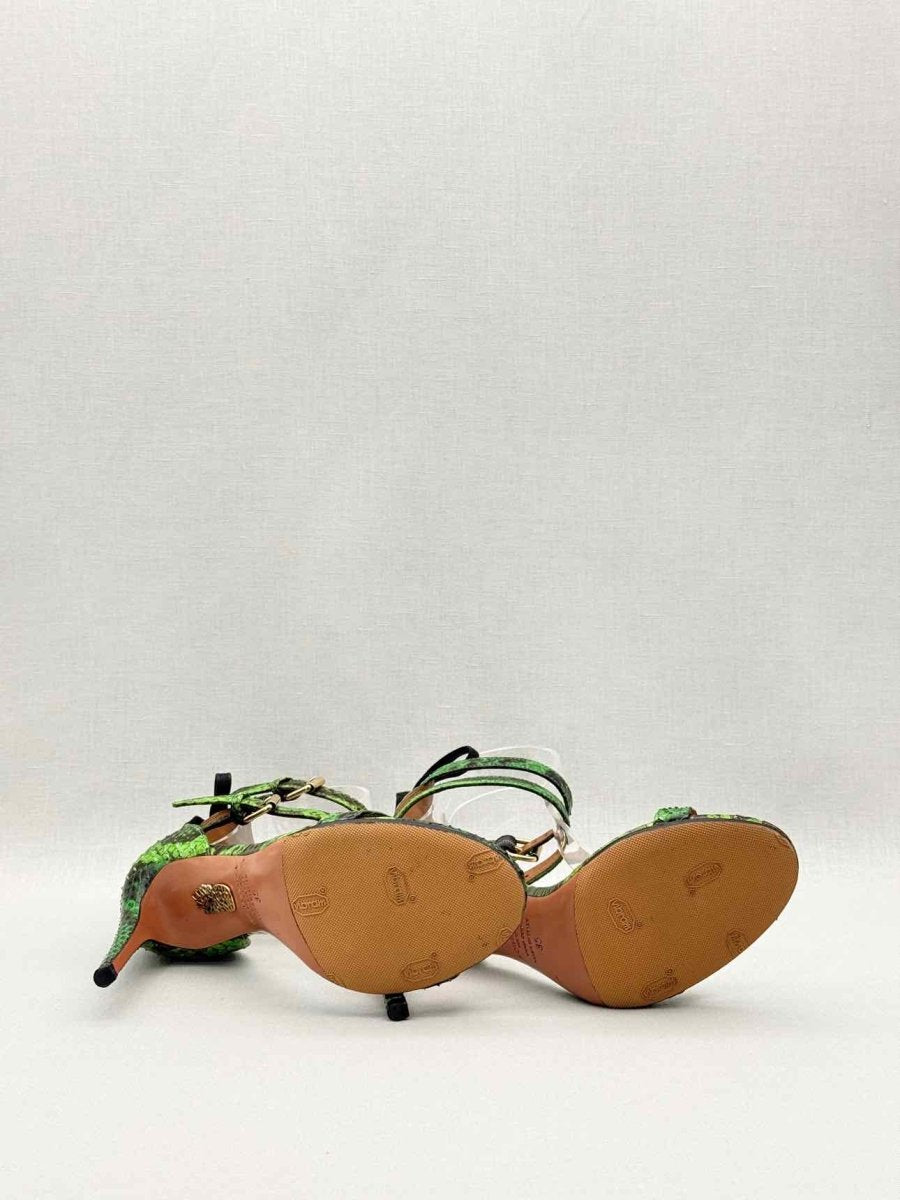 Pre-loved AQUAZZURA Green & Black Size EU 35 Heeled Sandals at Reems Closet
