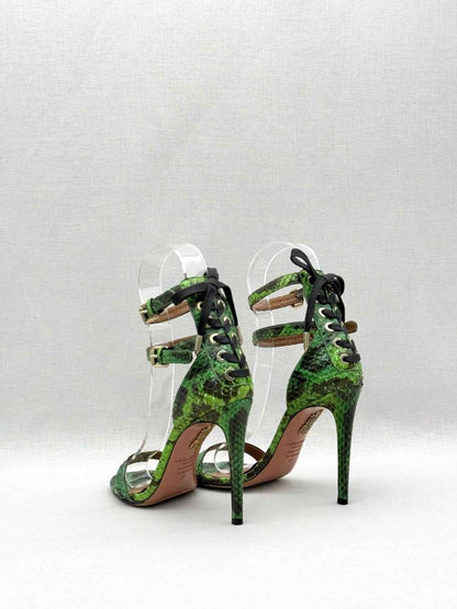 Pre-loved AQUAZZURA Green & Black Size EU 35 Heeled Sandals at Reems Closet