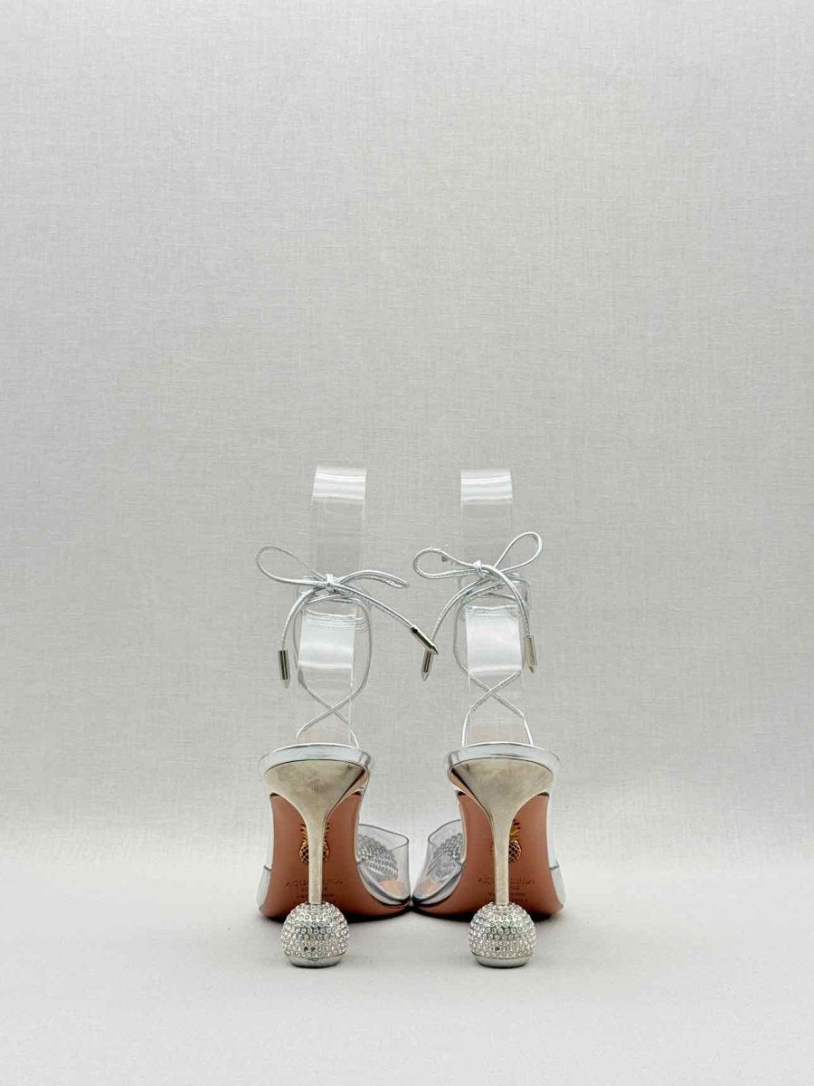 Pre - loved AQUAZZURA Night Silver Size EU 36 Heeled Sandals at Reems Closet