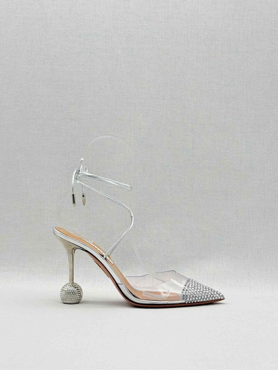 Pre - loved AQUAZZURA Night Silver Size EU 36 Heeled Sandals at Reems Closet
