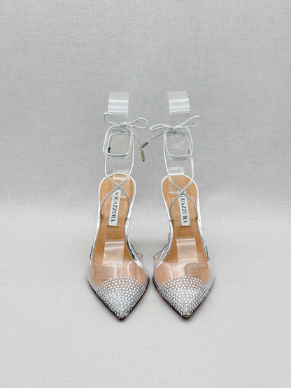 Pre - loved AQUAZZURA Night Silver Size EU 36 Heeled Sandals at Reems Closet
