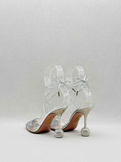 Pre - loved AQUAZZURA Night Silver Size EU 36 Heeled Sandals at Reems Closet
