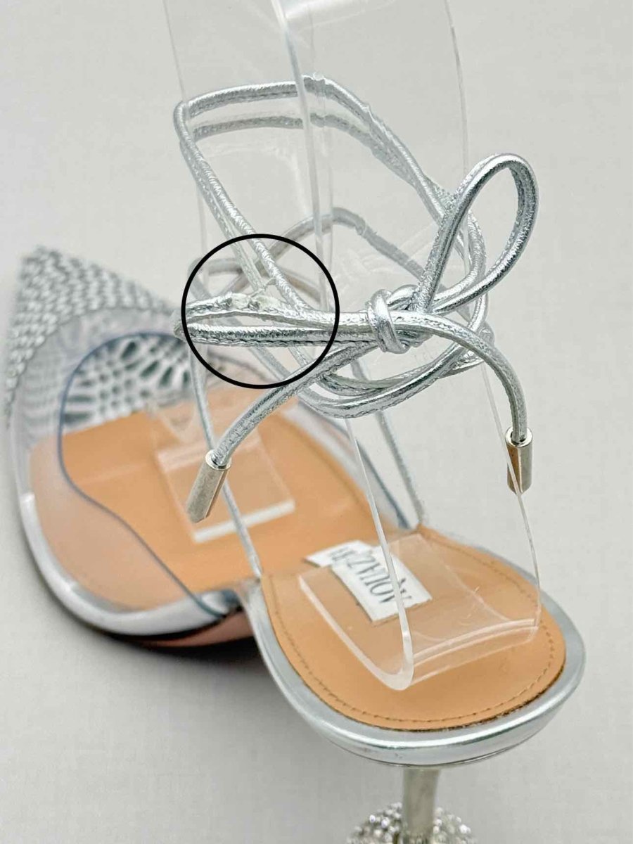 Pre - loved AQUAZZURA Night Silver Size EU 36 Heeled Sandals at Reems Closet