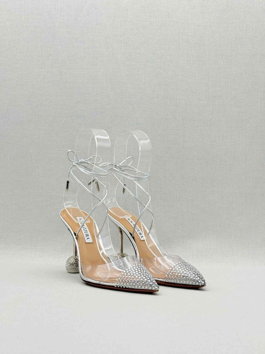 Pre - loved AQUAZZURA Night Silver Size EU 36 Heeled Sandals at Reems Closet