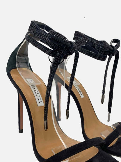 Pre-loved AQUAZZURA Olie Black Crystal Embellished Heeled Sandals from Reems Closet