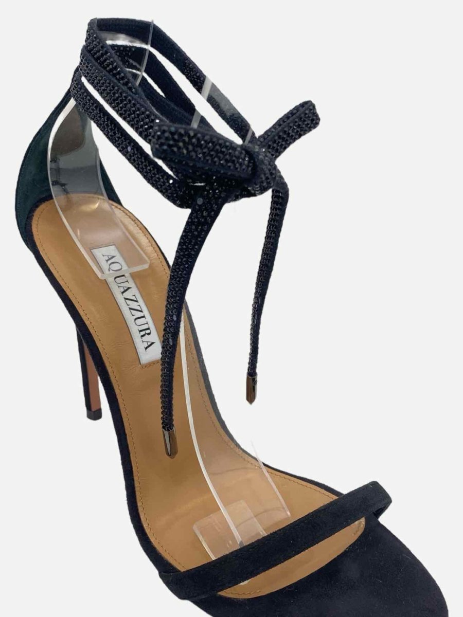 Pre-loved AQUAZZURA Olie Black Crystal Embellished Heeled Sandals from Reems Closet