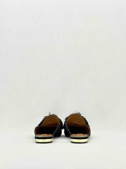 Pre - loved AQUAZZURA Powder Puff Black Size EU 37.5 Mules at Reems Closet