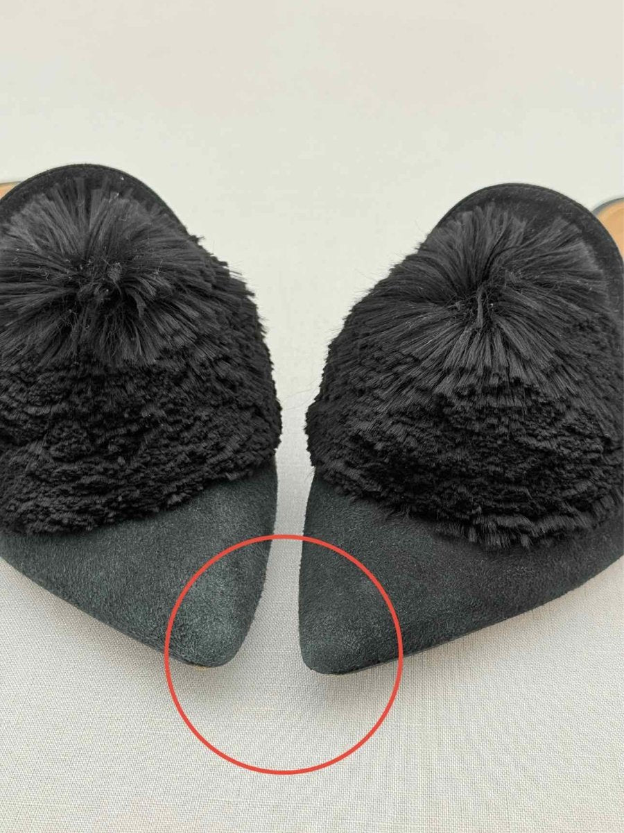 Pre - loved AQUAZZURA Powder Puff Black Size EU 37.5 Mules at Reems Closet